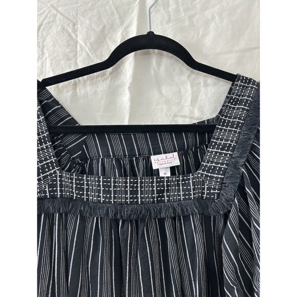 isabel Maternity by Ingrid & Isabel Blouse M Black Stripe Feminine Western Boho - Picture 3 of 9